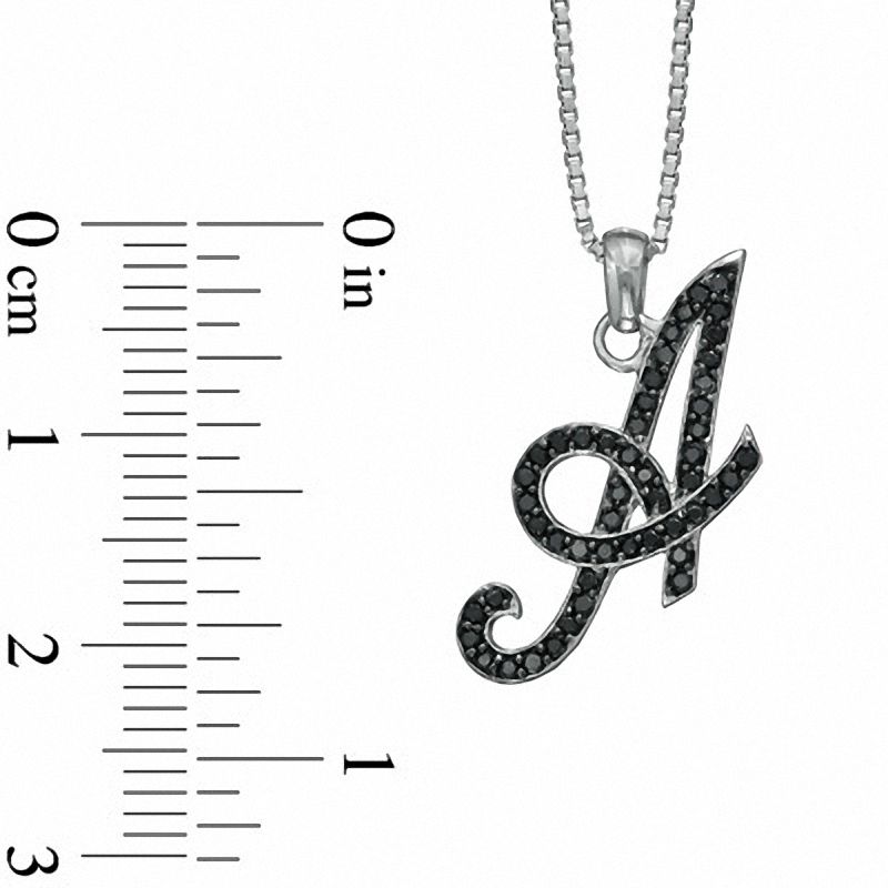 0.25 CT. T.W. Enhanced Black Natural Diamond A" Initial Pendant in Sterling Silver"