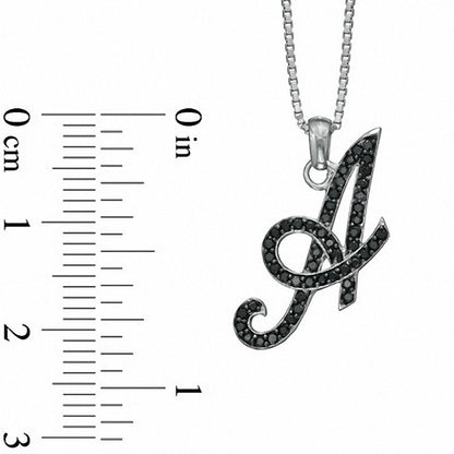 0.25 CT. T.W. Enhanced Black Natural Diamond A" Initial Pendant in Sterling Silver"