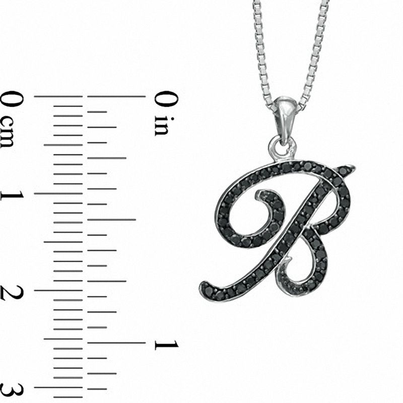 0.25 CT. T.W. Enhanced Black Natural Diamond B" Initial Pendant in Sterling Silver"