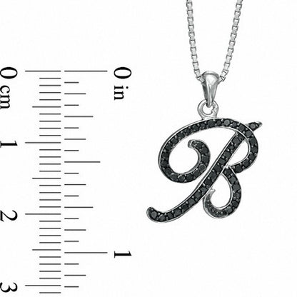 0.25 CT. T.W. Enhanced Black Natural Diamond B" Initial Pendant in Sterling Silver"
