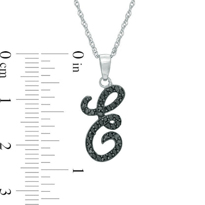 0.25 CT. T.W. Enhanced Black Natural Diamond E" Initial Pendant in Sterling Silver"