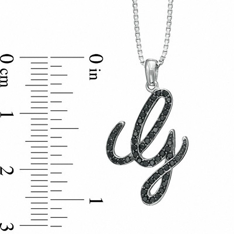 0.25 CT. T.W. Enhanced Black Natural Diamond G" Initial Pendant in Sterling Silver"