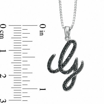 0.25 CT. T.W. Enhanced Black Natural Diamond G" Initial Pendant in Sterling Silver"