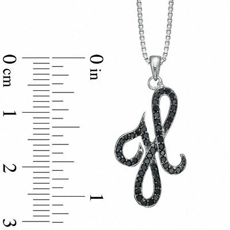0.25 CT. T.W. Enhanced Black Natural Diamond H" Initial Pendant in Sterling Silver"
