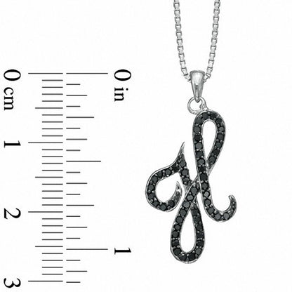 0.25 CT. T.W. Enhanced Black Natural Diamond H" Initial Pendant in Sterling Silver"