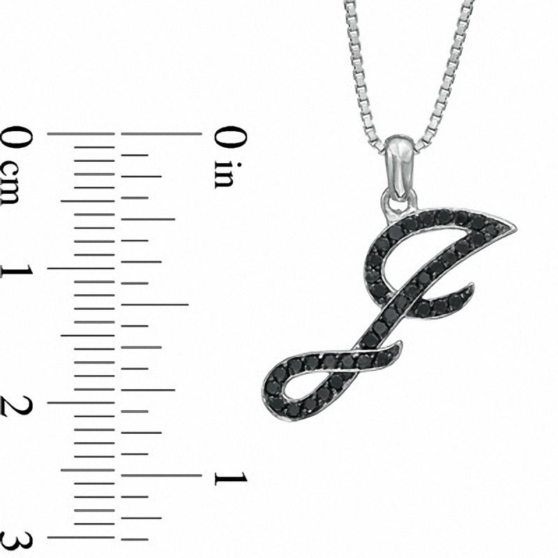 0.25 CT. T.W. Enhanced Black Natural Diamond J" Initial Pendant in Sterling Silver"