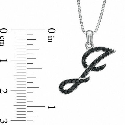 0.25 CT. T.W. Enhanced Black Natural Diamond J" Initial Pendant in Sterling Silver"