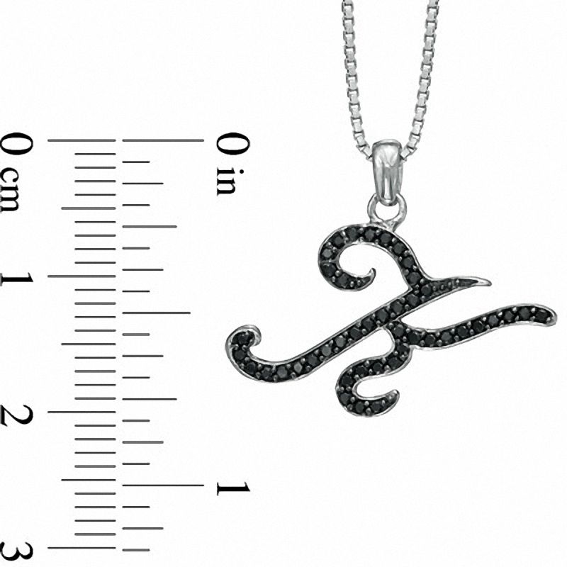 0.25 CT. T.W. Enhanced Black Natural Diamond K" Initial Pendant in Sterling Silver"