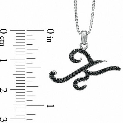 0.25 CT. T.W. Enhanced Black Natural Diamond K" Initial Pendant in Sterling Silver"