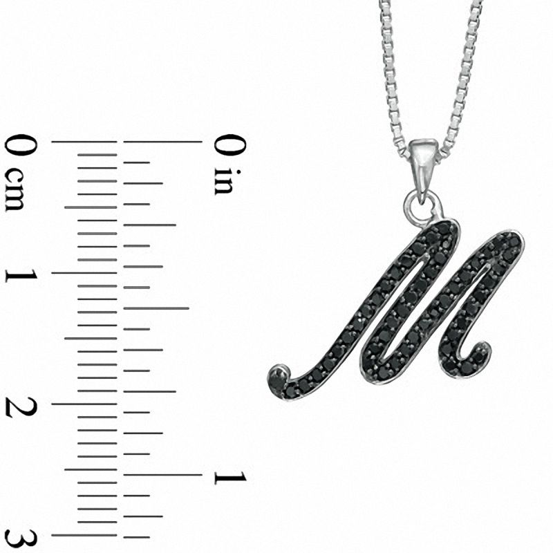 0.25 CT. T.W. Enhanced Black Natural Diamond M" Initial Pendant in Sterling Silver"