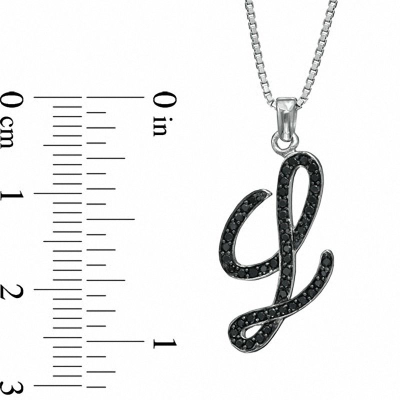 0.25 CT. T.W. Enhanced Black Natural Diamond L" Initial Pendant in Sterling Silver"