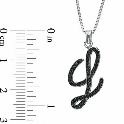 0.25 CT. T.W. Enhanced Black Natural Diamond L" Initial Pendant in Sterling Silver"