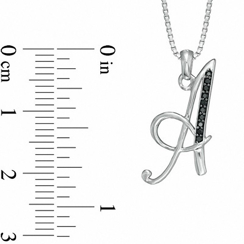 Enhanced Black Natural Diamond Accent A" Initial Pendant in Sterling Silver"