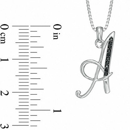 Enhanced Black Natural Diamond Accent A" Initial Pendant in Sterling Silver"