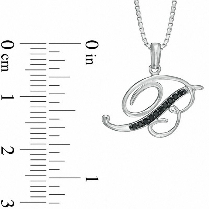 Enhanced Black Natural Diamond Accent B" Initial Pendant in Sterling Silver"