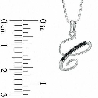 Enhanced Black Natural Diamond Accent C" Initial Pendant in Sterling Silver"