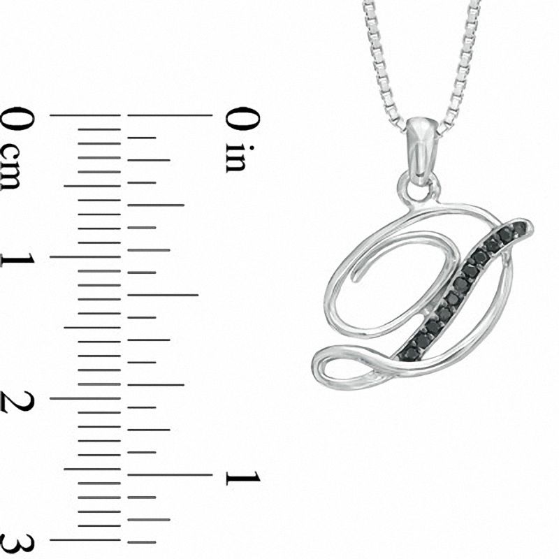 Enhanced Black Natural Diamond Accent D" Initial Pendant in Sterling Silver"
