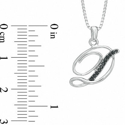 Enhanced Black Natural Diamond Accent D" Initial Pendant in Sterling Silver"