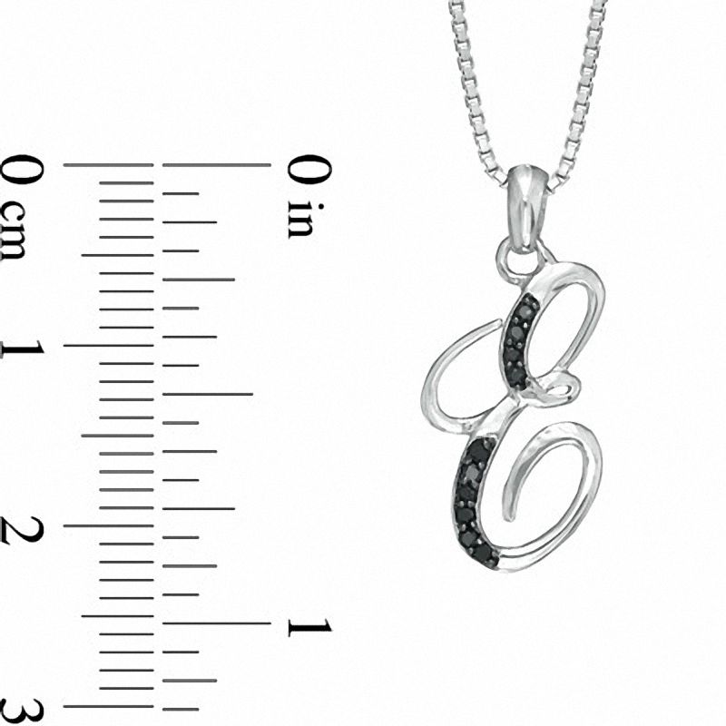 Enhanced Black Natural Diamond Accent E" Initial Pendant in Sterling Silver"