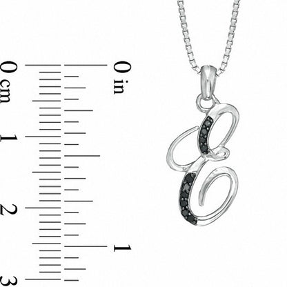 Enhanced Black Natural Diamond Accent E" Initial Pendant in Sterling Silver"