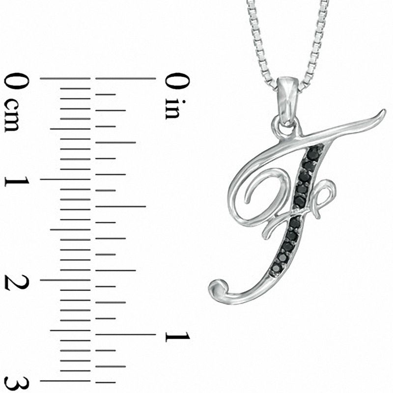 Enhanced Black Natural Diamond Accent F" Initial Pendant in Sterling Silver"