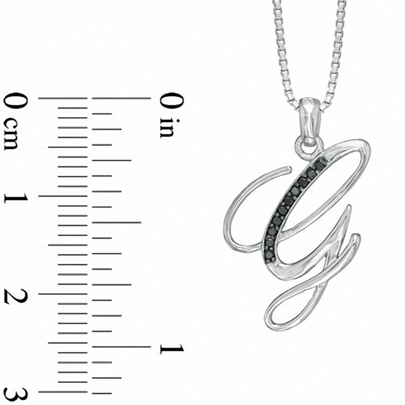Enhanced Black Natural Diamond Accent G" Initial Pendant in Sterling Silver"