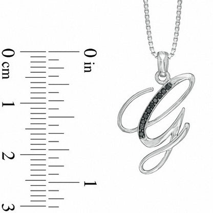 Enhanced Black Natural Diamond Accent G" Initial Pendant in Sterling Silver"