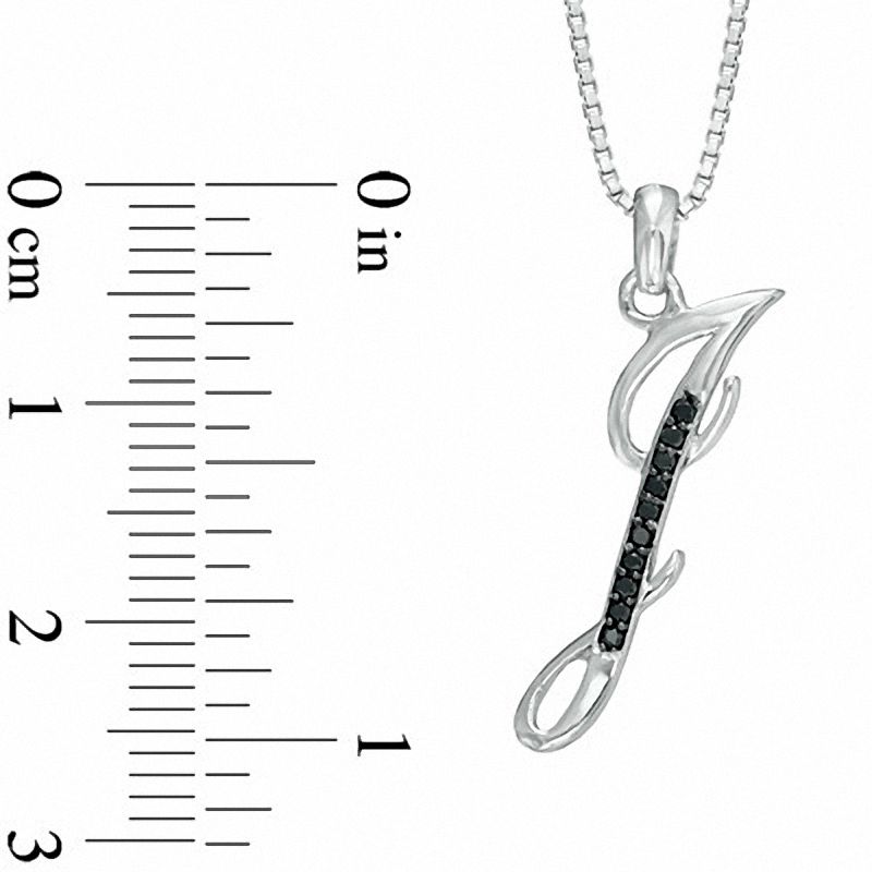 Enhanced Black Natural Diamond Accent J" Initial Pendant in Sterling Silver"