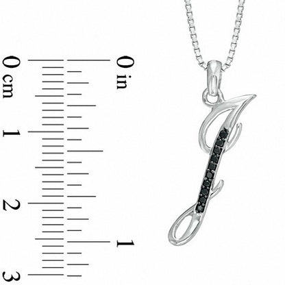 Enhanced Black Natural Diamond Accent J" Initial Pendant in Sterling Silver"