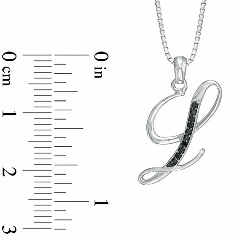 Enhanced Black Natural Diamond Accent L" Initial Pendant in Sterling Silver"