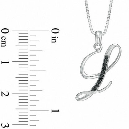 Enhanced Black Natural Diamond Accent L" Initial Pendant in Sterling Silver"