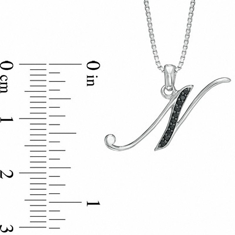 Enhanced Black Natural Diamond Accent N" Initial Pendant in Sterling Silver"