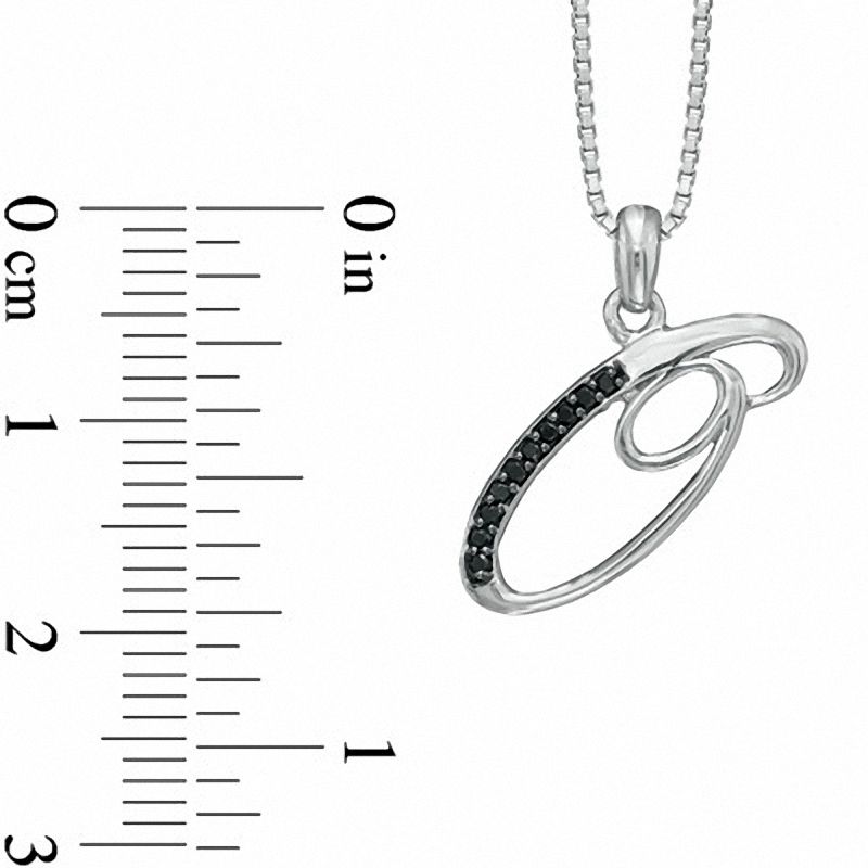 Enhanced Black Natural Diamond Accent O" Initial Pendant in Sterling Silver"