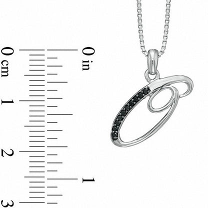 Enhanced Black Natural Diamond Accent O" Initial Pendant in Sterling Silver"