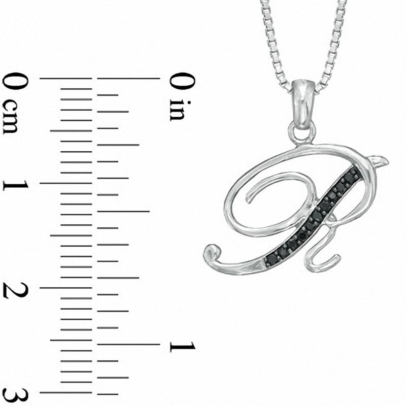 Enhanced Black Natural Diamond Accent R" Initial Pendant in Sterling Silver"
