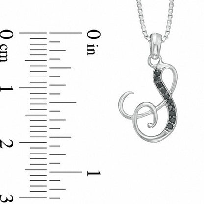 Enhanced Black Natural Diamond Accent S" Initial Pendant in Sterling Silver"