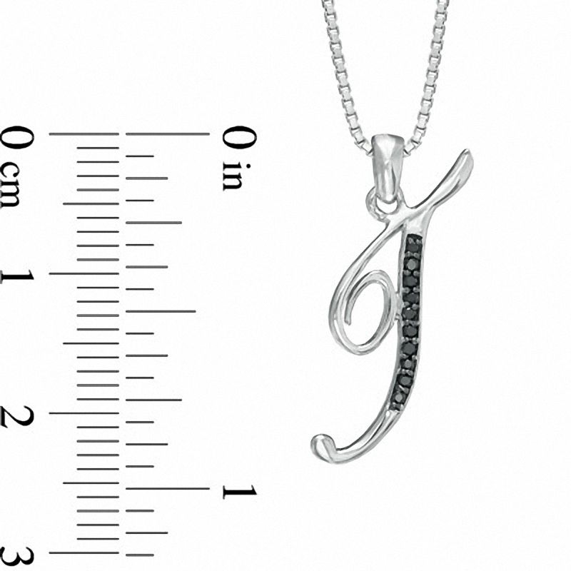 Enhanced Black Natural Diamond Accent T" Initial Pendant in Sterling Silver"