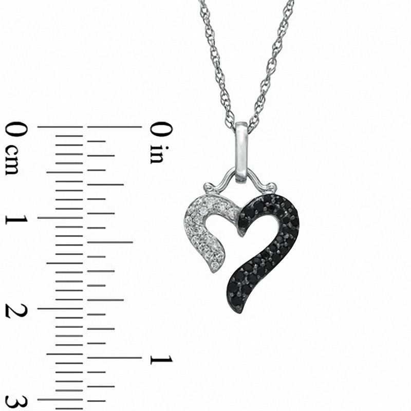 0.33 CT. T.W. Enhanced Black and White Natural Diamond Heart Pendant in Sterling Silver