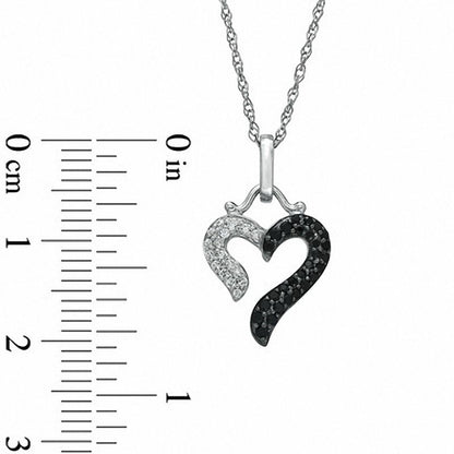 0.33 CT. T.W. Enhanced Black and White Natural Diamond Heart Pendant in Sterling Silver