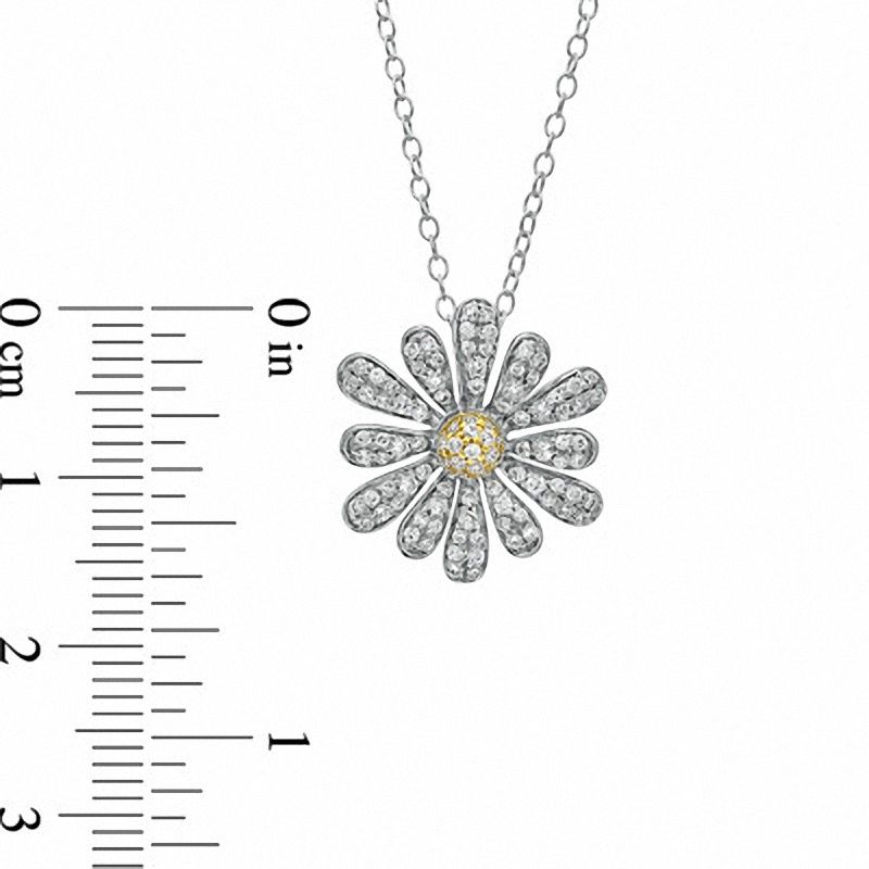 0.5 CT. T.W. Natural Diamond Daisy Pendant in Two-Tone Sterling Silver