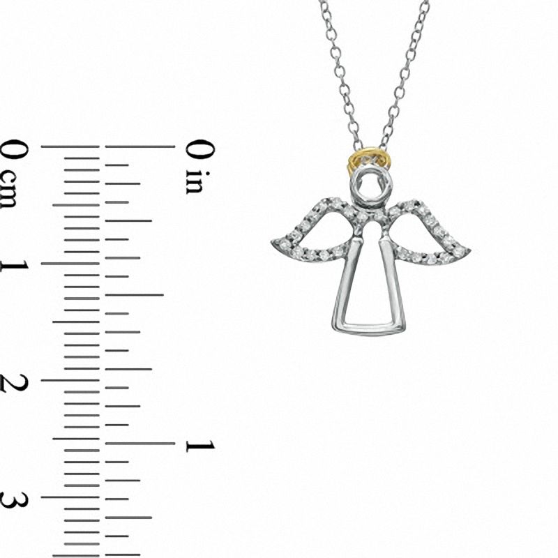 Natural Diamond Accent Angel Pendant in Sterling Silver and 14K Gold Plate