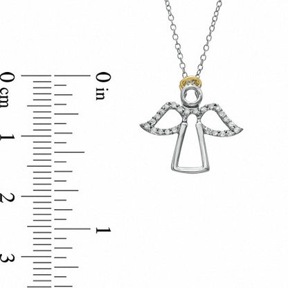 Natural Diamond Accent Angel Pendant in Sterling Silver and 14K Gold Plate