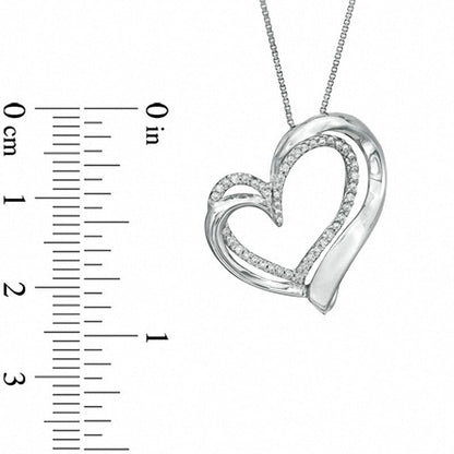 0.17 CT. T.W. Natural Diamond Looped Tilted Heart Pendant in Sterling Silver