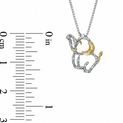 Natural Diamond Accent Elephant Pendant in Sterling Silver and 14K Gold Plate