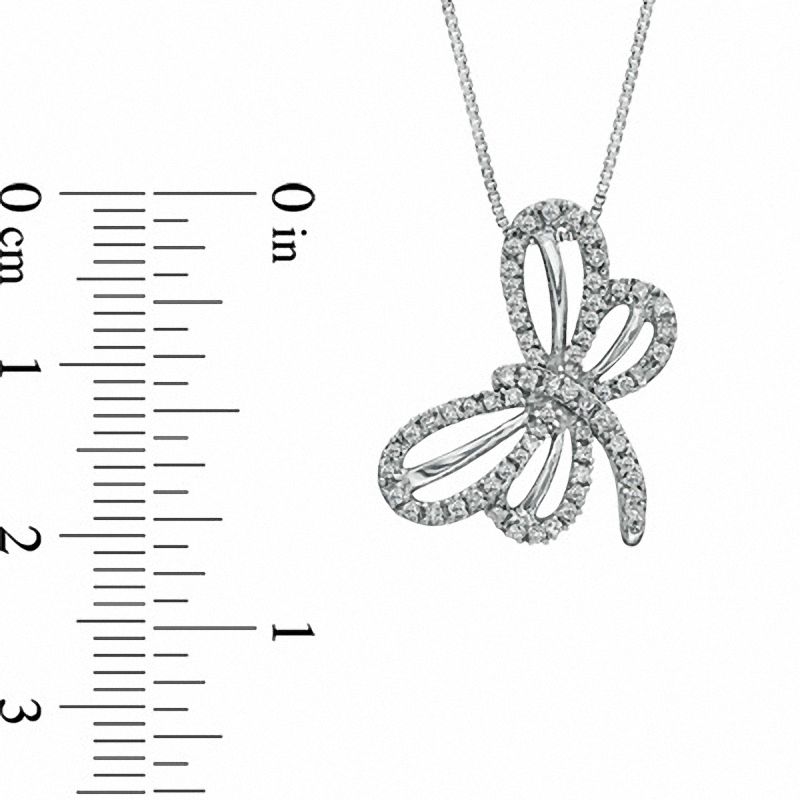 0.25 CT. T.W. Natural Diamond Tilted Dragonfly Pendant in Sterling Silver