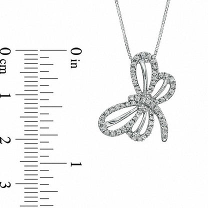 0.25 CT. T.W. Natural Diamond Tilted Dragonfly Pendant in Sterling Silver