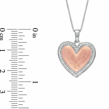0.25 CT. T.W. Natural Diamond Frame Heart Pendant in Sterling Silver and 14K Rose Gold Plate