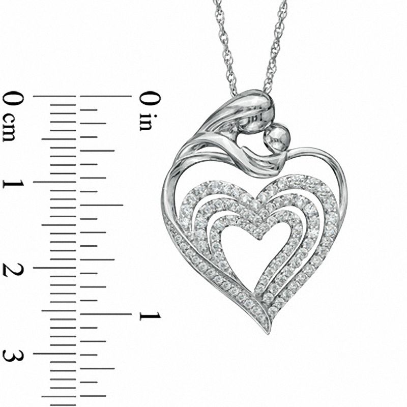 0.5 CT. T.W. Natural Diamond Motherly Love Heart Pendant in Sterling Silver