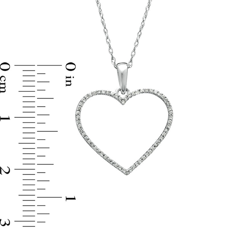 0.13 CT. T.W. Natural Diamond Heart Outline Pendant in 10K White Gold