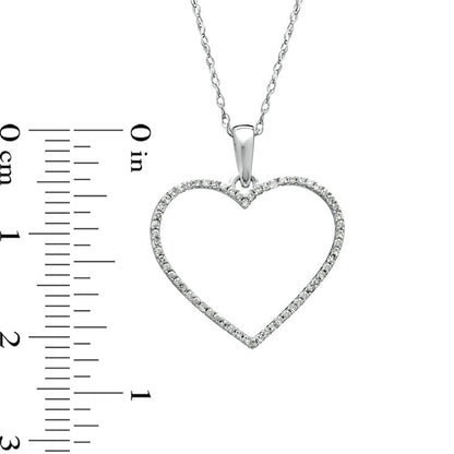 0.13 CT. T.W. Natural Diamond Heart Outline Pendant in 10K White Gold